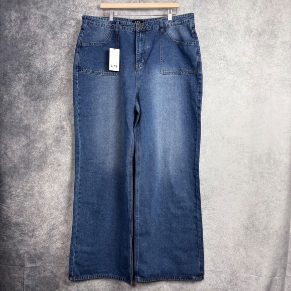 Long Tall Sally Denim Wide Leg High Rise Jeans US Plus Size 18 NWT - Picture 2 of 10